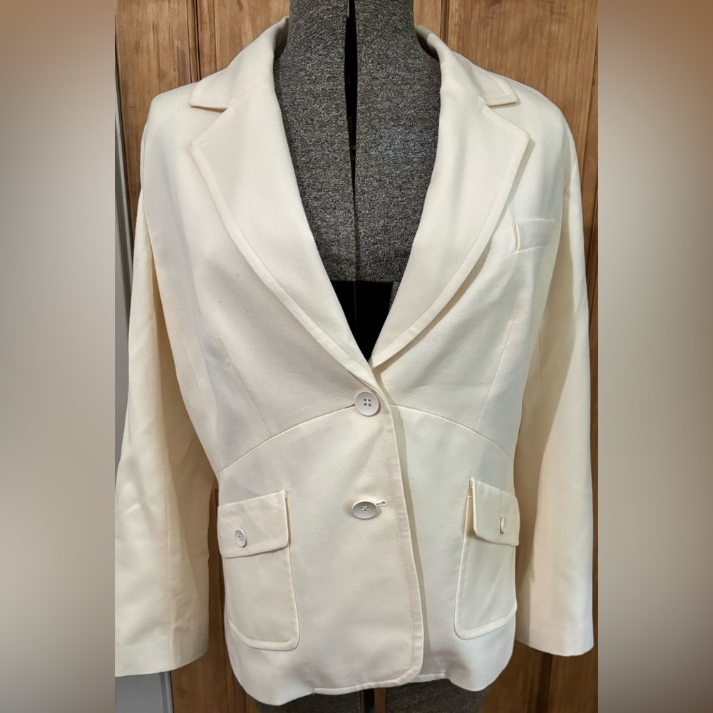 Talbot’s Wool Blazer 14 Winter White 2 Button Workwear Business Professional